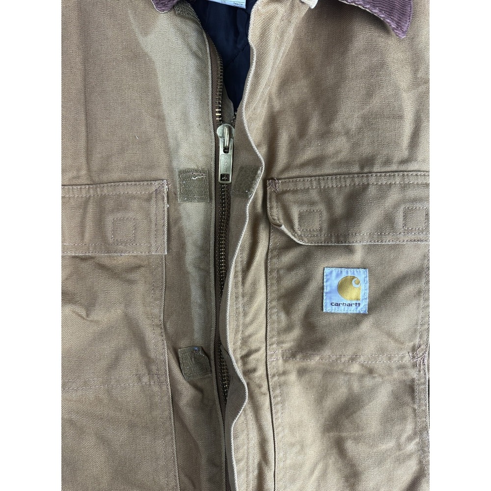 *Flawed Carhartt Arctic Duck Coat 2XL Quilt Lined Corduroy Collar USA C003 BRN - Picture 6 of 16